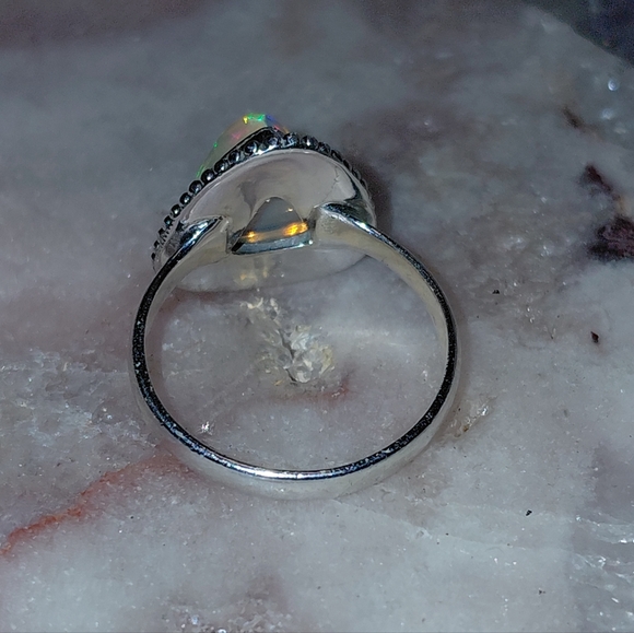 Ethiopian Opal Sterling Silver Ring Size 8 - Picture 11 of 12